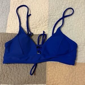 Blue Women's Lace-Up Triangle Bikini Top